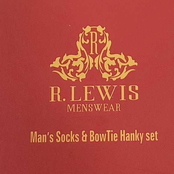 Robert Lewis Blue Bow Tie Hanky Socks Box 3 Set - Picture 7 of 7
